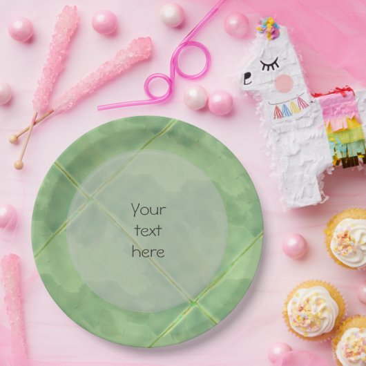 Schlichte Keramik-Oberfläche Grün jeden Text Pappteller (Party)