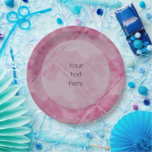 Schlichte Keramik Oberfläche Rosa beliebiger Text Pappteller (Party)