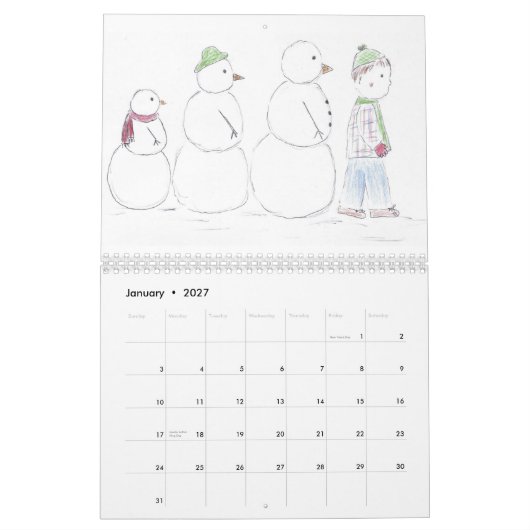Schlichte Kinder Kalender (Jan 2027)