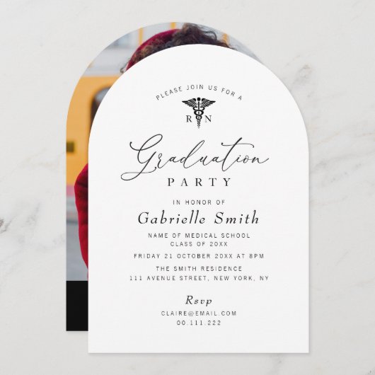 schlichte Kleinstkrankenschwester Einladung (Vorne/Hinten)