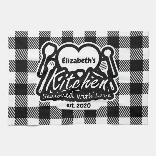 Schlichte Küche Individuelle Name Geschirrtuch (Horizontal)