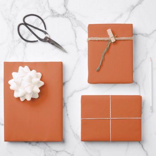 Schlichte Kürbisorange mit fester Ernte Geschenkpapier Set (Vorderseite)