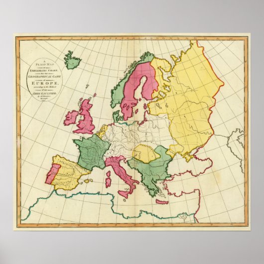 Schlichte Landkarte Europa Poster (Vorne)
