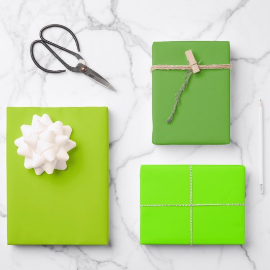 Schlichte, lebende Limone Rasenflächen Grüntöne 3 Geschenkpapier Set (Vorderseite)