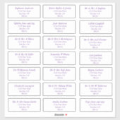 Schlichte Lila Textadressen Aufkleber (Blatt)