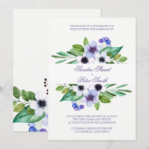 Schlichte Lila und rosa Blume Hochzeit Einladung