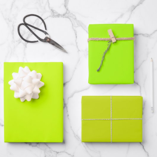 Schlichte Limone Frühlingshemme Grüne Farbtöne 3 T Geschenkpapier Set (Vorderseite)