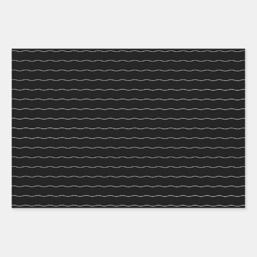 Schlichte Linien und Punkte Schwarz-Weiß-Urlaub Geschenkpapier Set (Vorderseite 3)