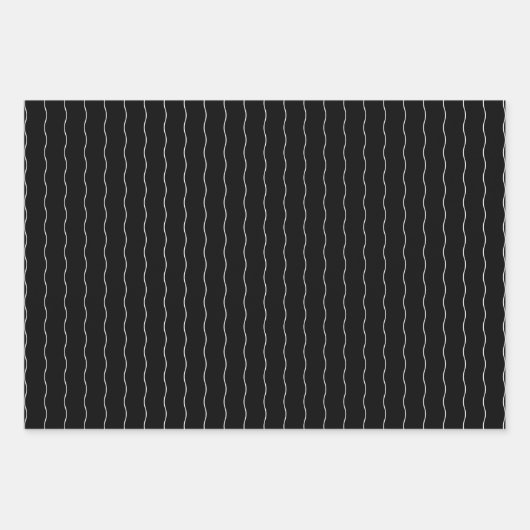 Schlichte Linien und Punkte Schwarz-Weiß-Urlaub Geschenkpapier Set (Vorderseite)