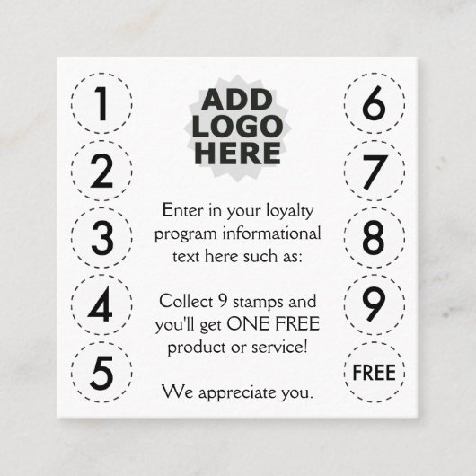 schlichte Lochkarte Treuekarte (Vorderseite)