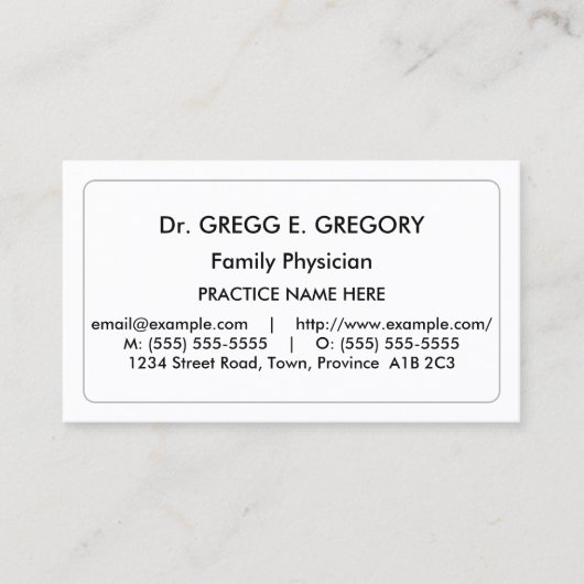 Schlichte, medizinische Berufliche Visitenkarte (Vorderseite)