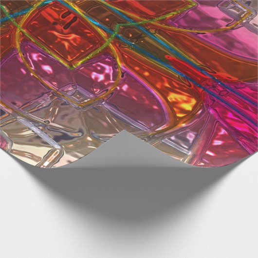 Schlichte Metallverpackung in Rot und Rosa Glas Geschenkpapier (Ecke)