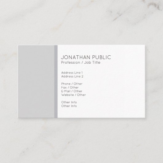 Schlichte Minimalistische Beruflich Moderne Grau W Visitenkarte (Vorderseite)