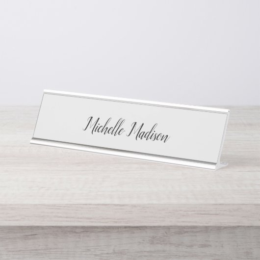 Schlichte Minimalistische moderne Handschriftkalli Schreibtischnamensplakette (Vorderseite )