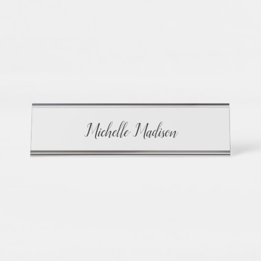 Schlichte Minimalistische moderne Handschriftkalli Schreibtischnamensplakette (Vorderseite )