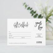 schlichte, moderne Geschenkkarte mit Logo (Stehend Vorderseite)