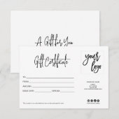 schlichte, moderne Geschenkkarte mit Logo (Vorne/Hinten)