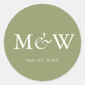 Schlichte moderne, grüne Monogramm Runder Aufkleber (Vorderseite)