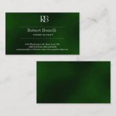 Schlichte, moderne grüne Monogramm-Visitenkarte Visitenkarte (Vorne/Hinten)