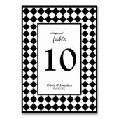 Schlichte, moderne Schwarz-weiße Hochzeit Tischnummer (Rückseite)