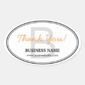 Schlichte Monogram Business Danke Oval Stickers (Vorderseite)