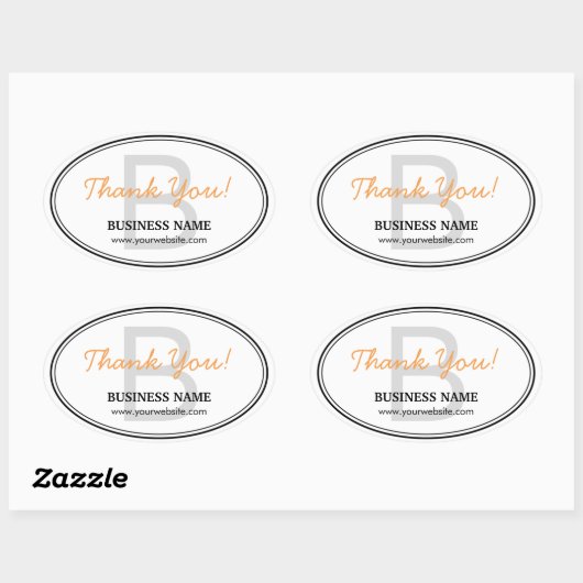 Schlichte Monogram Business Danke Oval Stickers (Blatt)