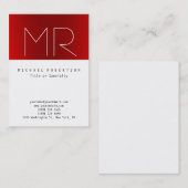 Schlichte Monogram Red White Clean Business Card Visitenkarte (Vorne/Hinten)
