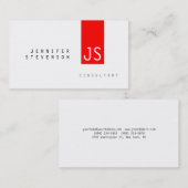 Schlichte Monogramm Red Strip Chic Clean Business Visitenkarte (Vorne/Hinten)