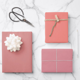 Schlichte New York Coral Ruddy Pink Shades 3 Tones Geschenkpapier Set