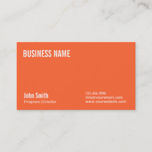 Schlichte Orange Program Director Business Card Visitenkarte