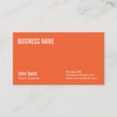 Schlichte Orange Safety Engineer Business Card Visitenkarte (Vorderseite)