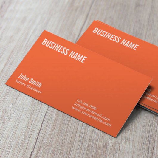 Schlichte Orange Safety Engineer Business Card Visitenkarte
