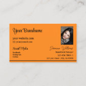 Schlichte orangefarbene Streifen mit Beruflichem F Visitenkarte (Rückseite)