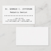 Schlichte Pädiatrische Zahnarztkarte Visitenkarte (Vorne/Hinten)