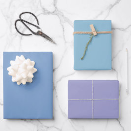 Schlichte Pastel Sky Bell Blue Shades 3 Tones Geschenkpapier Set