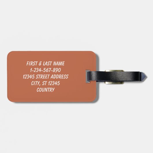 Schlichte Pastellfarbe Rost orange Gepäckanhänger (Rückseite horizontal)