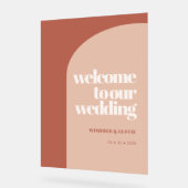 Schlichte, pfirsichfarbene Hochzeit Acrylschild (Winkel)