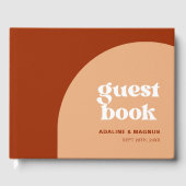 Schlichte, pfirsichfarbene Hochzeit Gästebuch (Vorderseite)