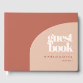 Schlichte, pfirsichfarbene Hochzeit Gästebuch (Vorderseite)