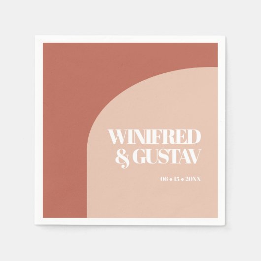 Schlichte, pfirsichfarbene Hochzeit Serviette (Vorderseite)