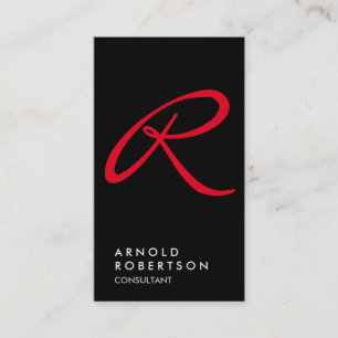 Schlichte Red Black Trendly Monogram Business Card Visitenkarte