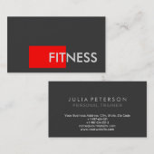 Schlichte Red Grau Fitness Trainer Business Card Visitenkarte (Vorne/Hinten)