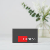 Schlichte Red Grau Fitness Trainer Business Card Visitenkarte (Stehend Vorderseite)