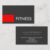 Schlichte Red Grau Fitness Trainer Sport Business  Visitenkarte (Vorne/Hinten)