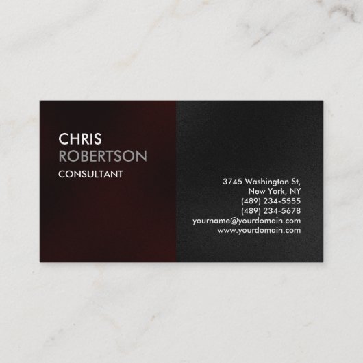 Schlichte Red Gray Attraktive Charm Business Card Visitenkarte (Vorderseite)