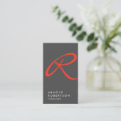 Schlichte Red Gray Trendy Monogram Business Card Visitenkarte (Stehend Vorderseite)