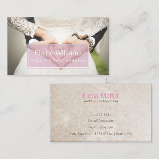 schlichte rosa, moderne Fotografie Business Card Visitenkarte (Vorne/Hinten)