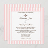 Schlichte Rosa Streifen Hochzeitsempfang Einladung (Vorne/Hinten)