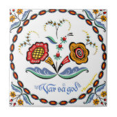 Schlichte rote gelbe Blumen Fliese (Vorderseite)