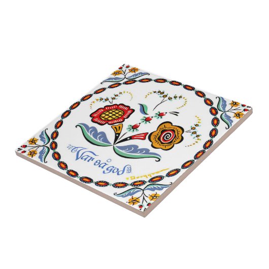 Schlichte rote gelbe Blumen Fliese (Seite)